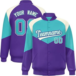 Veste universitaire personnalisée unisexe pour adulte, blouson de baseball brodé avec nom, numéro et logo, en tissu PU décontracté pour l'automne - Product Image 1