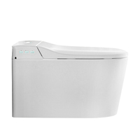 WC intelligent auto-nettoyant en céramique électronique ABS avec bidet chauffant, télécommande incluse, fixation au sol, siphon en S, réservoir encastré et couvercle de siège