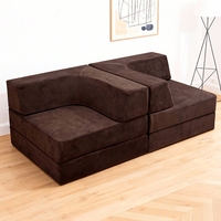 Canapé-lit convertible Queen Size avec section modulable et chaise longue, en tissu moderne, réglable, pour appartement et villa, mobilier pour petits espaces