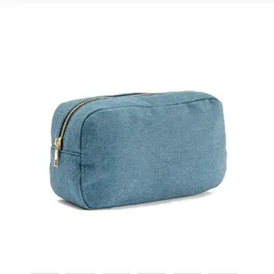 Düşük adedi Denim fermuar kozmetik çantası seyahat makyaj çantası moda makyaj çantası taşınabilir Retro klasik dört boyutu güzellik çantası
