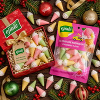 Édition Noël : Cornets de crème glacée saveur fraise avec guimauves en forme mignonne, sachet de 90g, vente en gros, cadeau de fête