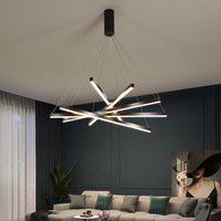 Lustre ligne LED minimaliste moderne pour villa salon ouvert Design simple carré en aluminium avec escalier duplex élégant
