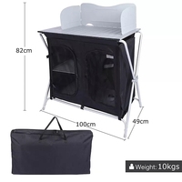Table de cuisine pliante portable en aluminium pour le camping en plein air, table de camping pliable avec pare-vent