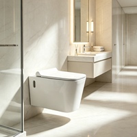 WC suspendu mural en céramique blanche sans bride, style moderne, cuvette carrée, chasse d'eau monobloc, pour hôtel et villa