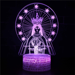 Jesue Series LED 3D Night Light Lámpara de ilusión óptica 7 colores que cambian USB Powered Bedside Light - Product Image 5