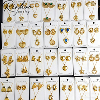 Wholesale 316L Stainless Steel 18k PVD Plated Flower Pendant Necklace Earrings Vintage Chic Waterproof Party Jewelry Set Gift