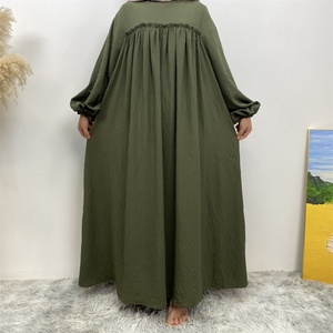 6694# Latest <b>Abaya</b> Muslim Dresses Dubai Wrinkle Crepe Back Zipper With Pockets and Belt Turkish Evening Dress for Women - Product Image 3