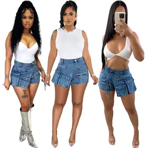 M6014 fashion design short pocket women denim jeans shorts