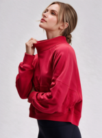 Sweat-shirt personnalisé pour femme à col montant, en molleton de coton épais, coupe oversize, pour l'automne