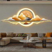 Peinture Moderne Murale pour Fond de Canapé, Luxe Léger, Peinture en Cristal Haut de Gamme, Art Mural LED, Décoration Intérieure