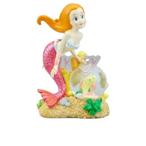 Usine en gros Creative Fantasy Fairy Little Mermaid Statue Decor Pour Goldfish Snow Globe