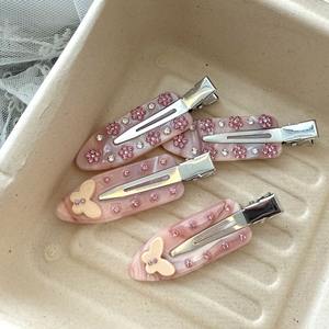 Vente en gros de pinces à cheveux en acétate rose avec strass, pinces à cheveux papillon scintillantes sans plis, pinces à cheveux personnalisées pour femmes - Product Image 3