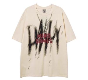 Camiseta de algodón 100% de 230 g, cuello redondo, estilo hip-hop con estampado gráfico de pintura en aerosol, suave, oversize, estilo streetwear para primavera/verano - Product Image 2
