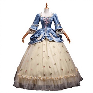 GY040 Robe <span class=keywords><strong>de</strong></span> spectacle <span class=keywords><strong>de</strong></span> style cour français, Costume <span class=keywords><strong>de</strong></span> scène <span class=keywords><strong>de</strong></span> conte <span class=keywords><strong>de</strong></span> fées, Tenue théâtrale gris-bleu pour spectacles, défilés et voyages - Product Image 1