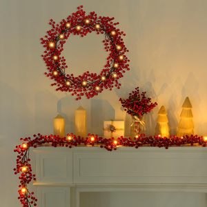 Guirnalda Navideña Artificial de PVC Ecológica Hecha a Mano 2026 con Luz LED para Decoración de Chimenea, Hogar y Tiendas de Regalos - Product Image 1
