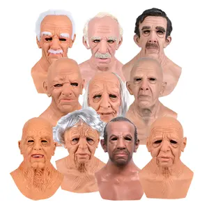 Vendita all'ingrosso al dettaglio Spot di oggetti di scena realistici per il viso del vecchio mascherina da uomo in lattice di Halloween