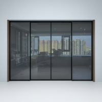 Porte en verre et cloison de buanderie en aluminium ultra-mince, directement de l'usine, avec système de fermeture amortie