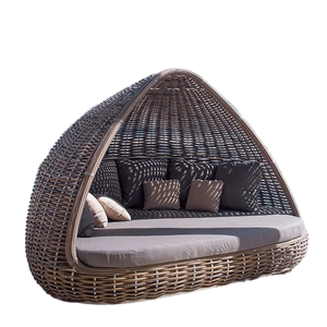 Luxe Outdoor Rotan Ligbed Met Luifel Uv-Bestendig Aluminium Lounge <span class=keywords><strong>Bed</strong></span> Voor Balkon Terras Hotel Beach Resorts Villa Patio - Product Image 1