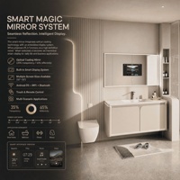 Espejo de Baño con Luz LED Inteligente, Control Táctil, Montado en la Pared, con Analizador de Piel Ecológico de 4mm, Compatible con Android TV