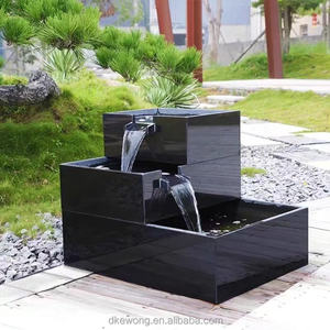 Fuente de Agua Grande Negra de FRP con Jardinera, Sistema de Recirculación de Agua, Anti-Decoloración, Personalizable para Jardín, Patio Trasero o Villa - Product Image 2