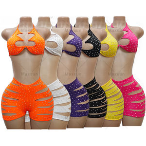 Tenue de <span class=keywords><strong>danse</strong></span> exotique Maxsun : Bikini sexy de designer pour boîte de nuit, avec <span class=keywords><strong>fesses</strong></span> exposées et rehaussées, orné de strass - Product Image 6