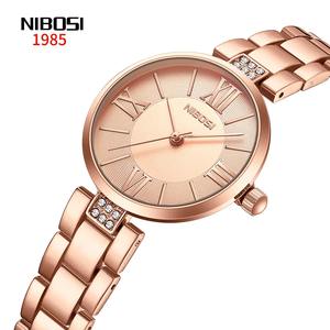 Drioshipping lujo señoras reloj de cuarzo pulsera de acero inoxidable logotipo personalizado diamante cristal Dial moda cuero impermeable - Product Image 1