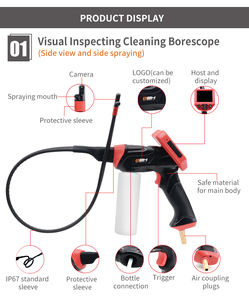 <span class=keywords><strong>Pistolet</strong></span> de lavage <span class=keywords><strong>haute</strong></span> <span class=keywords><strong>pression</strong></span> pour évaporateur de climatisation automobile avec écran HD 4,3 pouces, endoscope, équipement de nettoyage de climatisation automobile, machine de lavage de voiture automatique - Product Image 2