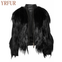 YR611 femmes mode véritable chèvre agneau manteau de fourrure accepter personnalisé faire veste en peau de mouton