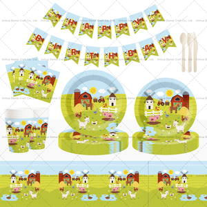DAMAI <b>Farm</b> Birthday Decorations Plates <b>Set</b> Barnyard Animals Baby Shower Paper Plates Napkins Cups <b>Set</b> Party Supplies - Product Image 1