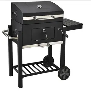 Chrt 45 'Buiten Roker Met Bijzettafels Achtertuin Griller Party Zwart Bbq Picknick Patio Koken Grill Elektrische Houtskool Grill