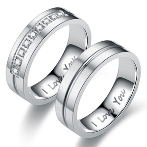 Joyería Personalizada, Anillos de Boda y Compromiso de Acero Inoxidable con Circonita, Chapados en Oro de 14k y 18k, Juego de Anillos para Pareja, para Mujer - Product Image 2