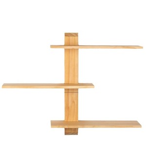 Wall Mounted Wooden <b>Shelf</b> 3 Tier Solid Wood Display <b>Rack</b> For Living Room Entryway - Product Image 5