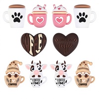 Nouvelles perles décoratives en silicone 3D rose café, en forme de cœur, de tasse à café, de lait et de vache, pour la décoration de stylos et les accessoires de bracelet DIY