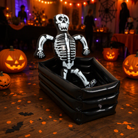 Cercueil gonflable d'Halloween avec squelette, seau à boissons en PVC pour refroidisseur de boissons de fête et décoration effrayante