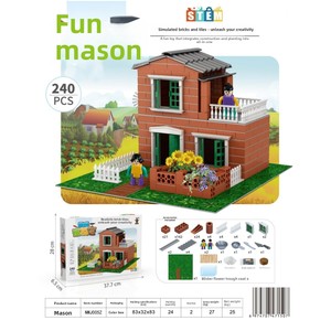 Miniature de <span class=keywords><strong>maison</strong></span> de maçon en plastique à assembler soi-même, modèle de simulation de <span class=keywords><strong>villa</strong></span>, jouet de construction pour enfants et nourrissons - Product Image 5