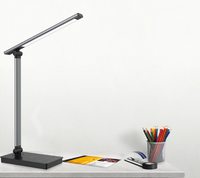 Lampe de bureau LED pour la protection des yeux avec variateur tactile pliable et 5 niveaux de température de couleur, lampe de lecture de table