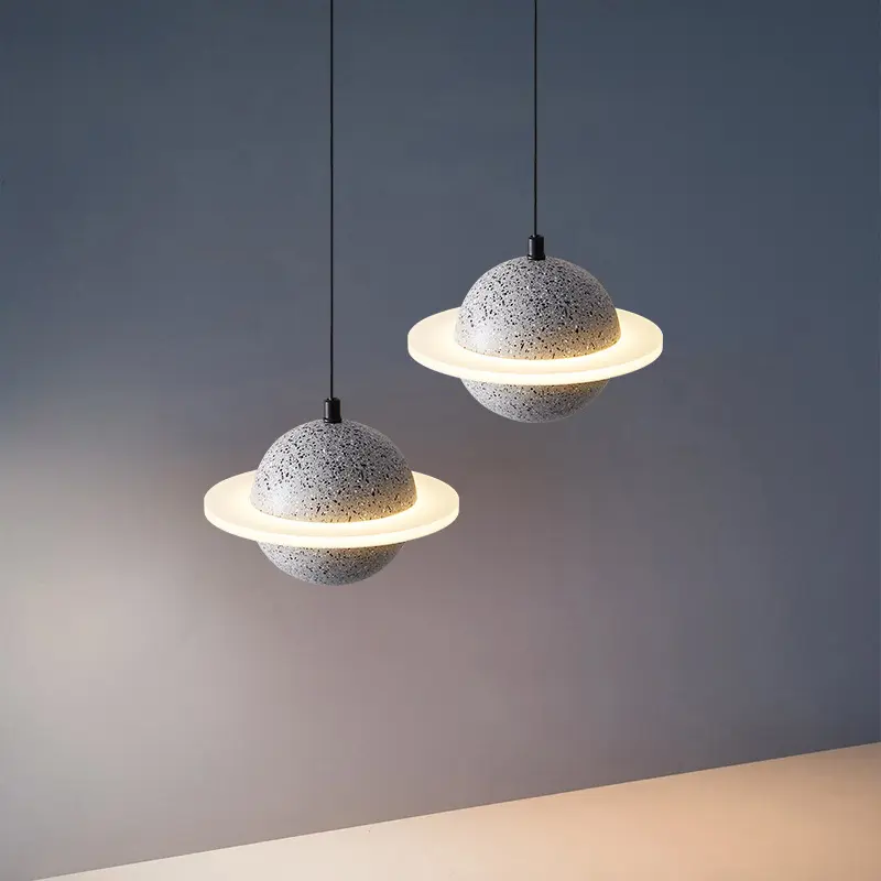 Nordic Creative Planet Shaped LED Pendant Light Modern Single Head Living Room Bedroom Cafe Bar Indoor Chandelier