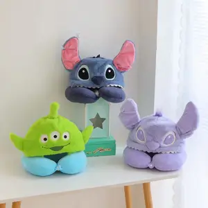 Wholesale Cartoon & Anime Peripherals Stitch Stuffed Plush U Pillow Travel Neck Pillow Office Nap Pillow with Hat