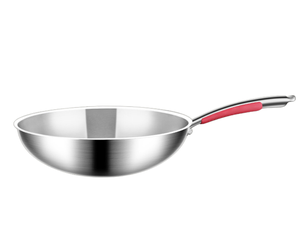 Juego de Wok antiadherente 304SS, mango de Metal resistente al calor, estufa de Gas de freidora profunda de <span class=keywords><strong>3</strong></span> capas, utensilios de cocina compatibles con tapa de vidrio templado de varios tamaños para - Product Image 2