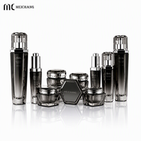 Botol Kosmetik dan Stoples Krim Kaca Heksagonal Kustom 30ml 40ml 110ml 30g 50g Set Kemasan Perawatan Kulit