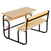 Banc double en bois pour salle de classe, table et chaises d'école pour projets scolaires