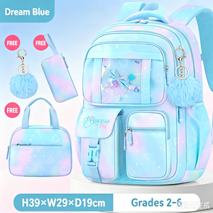 4‑in‑1 Princess Girls <b>Backpack</b> Set Large Capacity Waterproof <b>School</b> Bag for Elementary Kids - Product Image 6