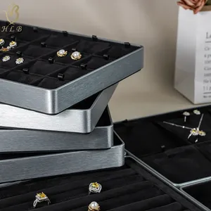 Bền Trọng lượng nhẹ Stackable khay đồ trang sức màu đen tùy chỉnh kim Loại trang sức <span class=keywords><strong>Display</strong></span> Set đồ trang sức khay hiển thị - Product Image 3