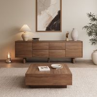 AJUNION Ensemble de meubles de salon en bois moderne Table centrale Console TV Support TV et ensemble de table basse