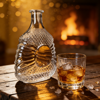 Botol Brandy Kaca Mewah 700ML Kemasan Botol Oval Pipih untuk Minuman Beralkohol Kelas Atas