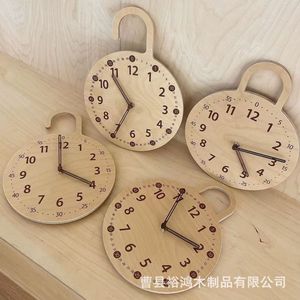 Solid Wood Wall <b>Clock</b> Round Minimalist Design <b>Battery</b> Powered Quartz Movement Home Decoration Guesthouse Room Ornament - Product Image 2