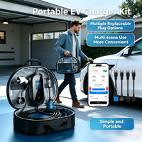 Kit de chargeur EV portable 7KW avec prises remplaçables Shipestrive Type 2 EU Schuko / UK 13A / US NEMA / CH, contrôle par application Bluetooth