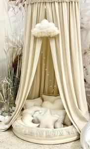 Canopée de <span class=keywords><strong>lit</strong></span> avec franges à pompons et bordure brodée - <span class=keywords><strong>Rideau</strong></span> élégant <span class=keywords><strong>pour</strong></span> décoration de mariage/maison - Product Image 3