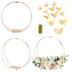 Aro Floral Doble de 8/10/12/14/16/18/20/22/24 Pulgadas con Soporte, Anillos Metálicos, Centro de Mesa para Bodas, Decoraciones para Mesa, Aro para Manualidades - Product Image 1