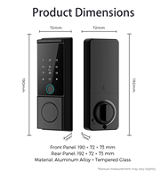 Kunci Pintu Pintar WiFi Tuya Sidik Jari Keypad Tanpa Kunci Elektronik Deadbolt untuk Rumah Kode IP65 Tahan Air